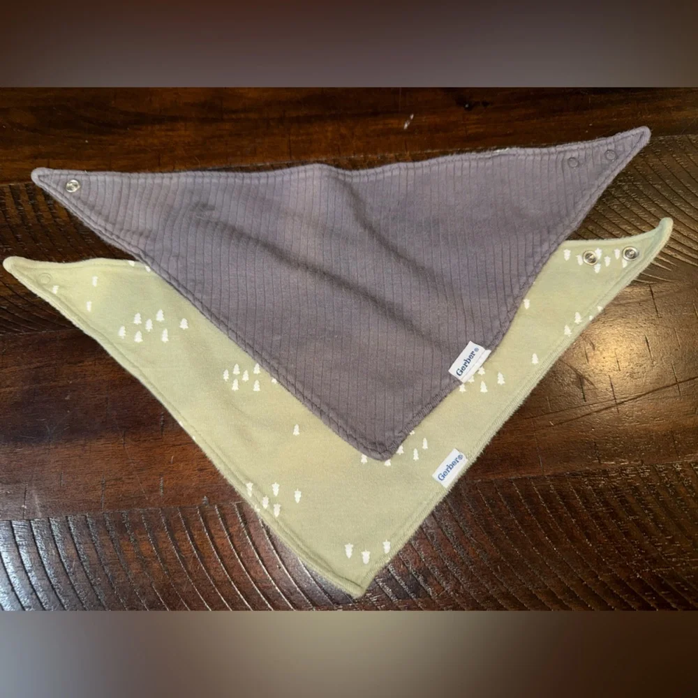 ❤️‍🔥FWP~ Gray and Green Baby Bandana Bibs